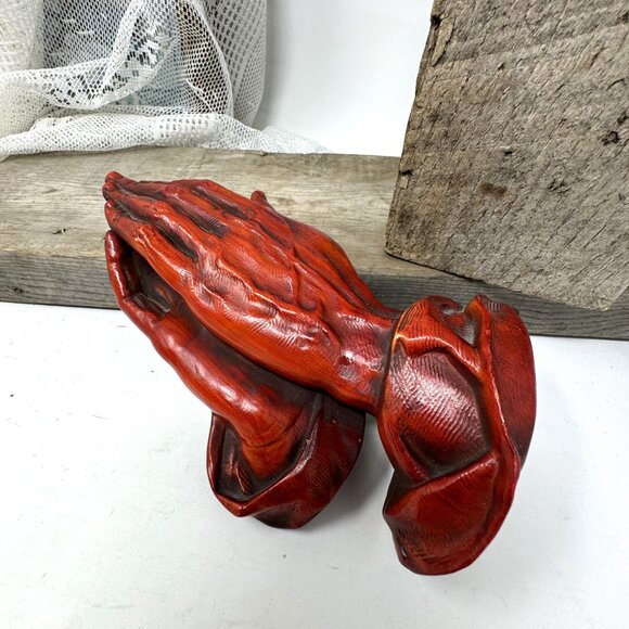 Vintage Western Germany Praying Hands Wall Hanging - 8" - Picture 3 of 8